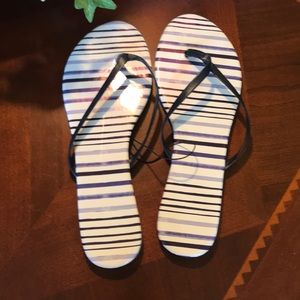 NWT Navy Striped Juniper + Lime Thong Flip Flips